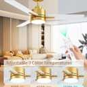 LANMEL 42'' Ceiling Fan with Lights and Remote, Low Profile Modern Ceiling Fan Gold, 6 Speed, Reversible, 3000k-6000k LED, Quiet DC Motor for Indoor Outdoor Bedroom Living Room