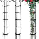 2 Pack Umbrella Top Trellis for Climbing Plants, 76 Inch Tall Adjustable Plant Support for Outdoor Indoor Garden, Sturdy Metal Core with Plastic Coating, Black