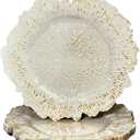 White Charger Plates,13 Inch Reef Plastic Chargers for Dinner Plate, Decorative Chargers for Wedding, Elegant Parties, Banquets and Table Decor (Set Of 6)