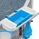 TidyMister 2025 2 Sets XL Poolside Storage Basket with 2 Cup Holder & Pole Hanger, Stretchable Pool Toy Holder Storage for Towels Drinks Pool Accessories Bar for Most Frame Above Ground Swimming Pools