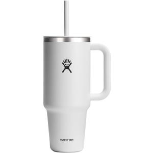 Hydro Flask Travel Tumbler with Handle, Lid and Straw - Insulated Stainless Steel in 40 Oz White