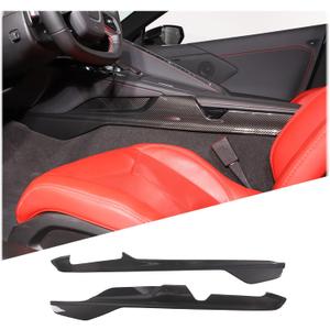 2 x Armrest Box Side Panel Trim Cover Compatible with Chevrolet Corvette C8 2020-2026, ABS Driver Side Panel Trim, Co-Pilot Side Center Console Cover Trim Kit 2Pcs (Carbon Fiber Pattern Black)