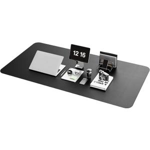 YSAGi Non-Slip Leather Desk Pad XL Size, Waterproof Laptop Computer Desk Keyboard Mat, Table Protector Blotter Mat, Large Mouse Pad for Office/Work/Home/Decor(Black, 47.2" x 23.6")-No Band