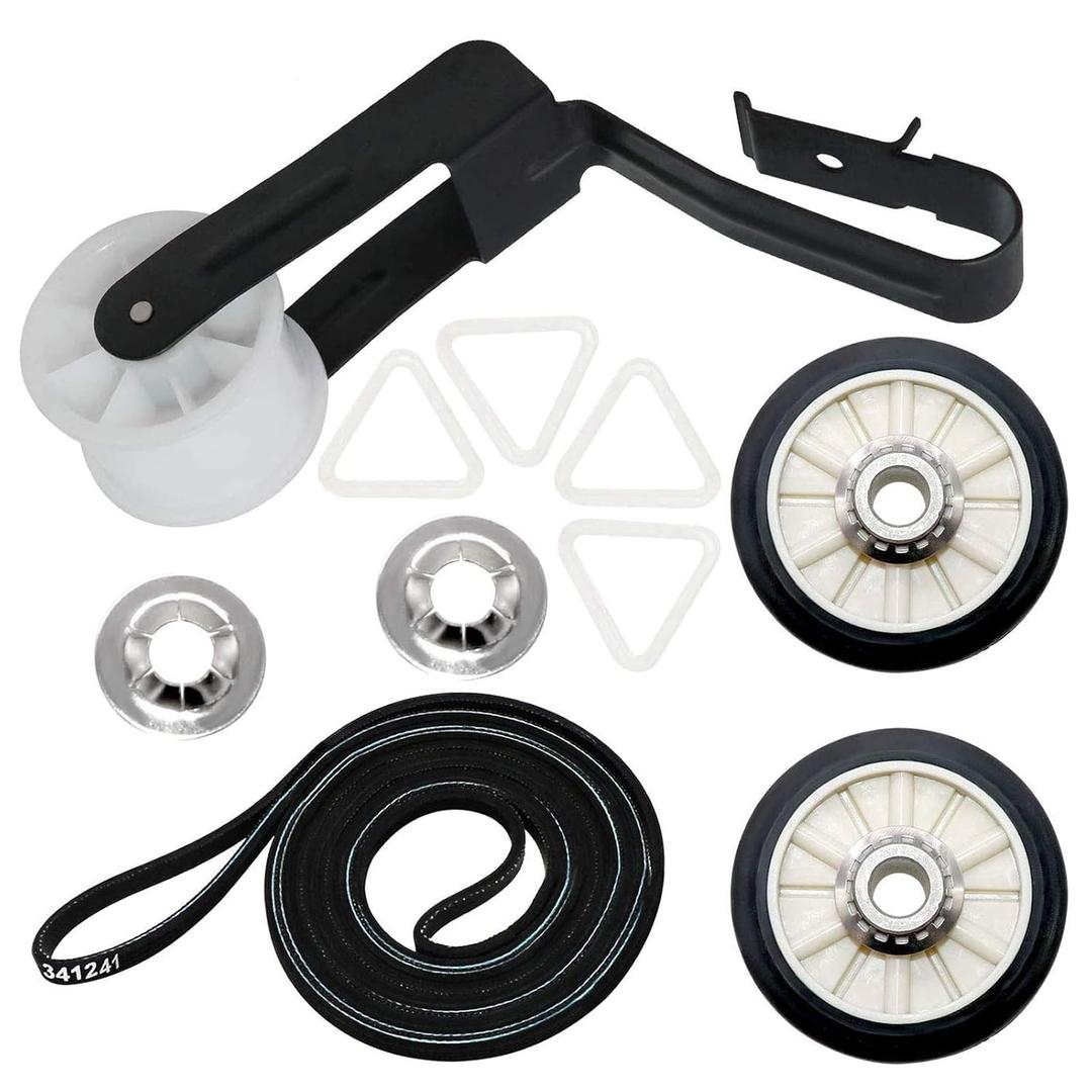 Newest Upgraded 4392065 Dryer Maintenance Repair Kit by Beaquicy - Fit for Whirlpool Ken-More Crosley Admiral Amana Dryer - Package Includes 349241t Drum Roller 341241 Belt and 691366 Idler Pulley