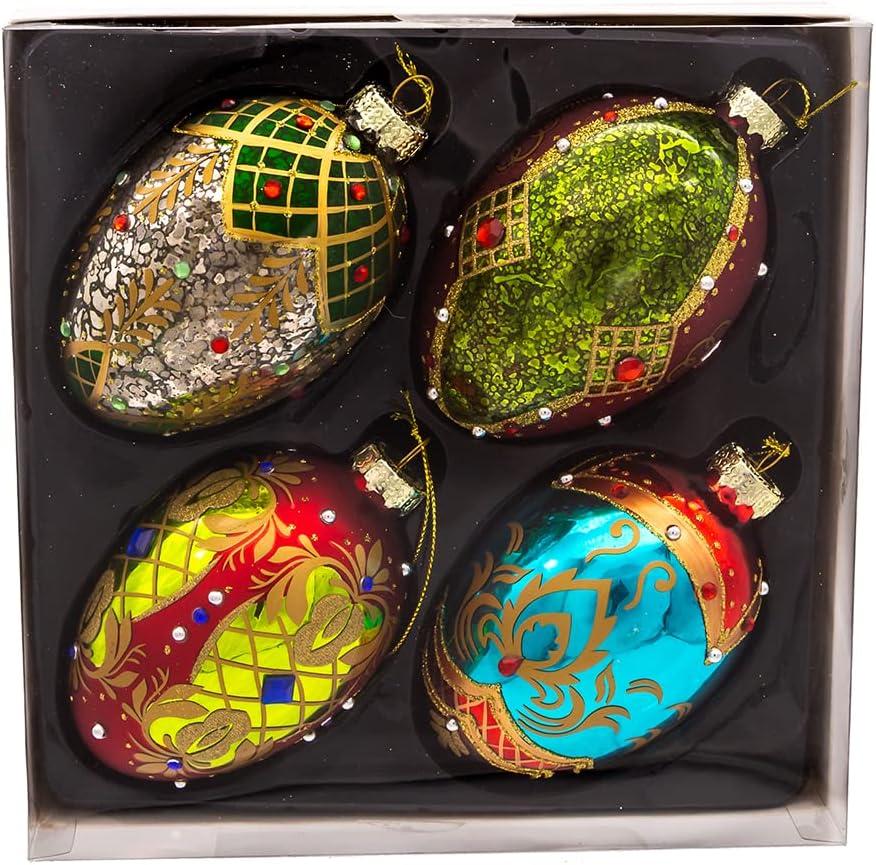Glass Egg Ornaments, 4 Piece Set