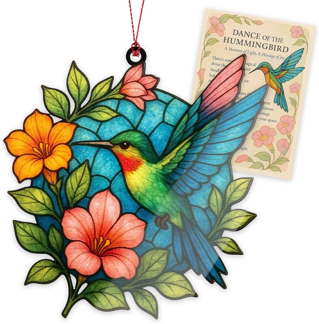 5 x Hummingbird Gifts for Women - Christmas Ornament 2026 - Beautiful Christmas Ornaments Decorative Hummingbird with Meaningful Story Card Humming Bird Valentines Birthday Teacher Gift