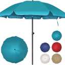 Blissun 6.5ft Patio Umbrella with Push Button Tilt & Height Adjustable, UV50+ Sun Protection with Sturdy Fiberglass Ribs & Iron Pole, Market Umbrella for Outdoor Table Garden Backyard Beach, Cerulean