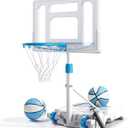 BACKYARD BLITZ Pool Basketball Hoop, 32in Portable Swimming Basketball Hoop for Pool, Stainless Steel Rust-Proof Basketball Goal Set Outdoor/Indoor