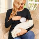 Ekouaer Women's Nursing Tops Long Sleeve Nursing Shirts Double Layer Maternity Clothes 3 Packs Breastfeeding Shirts (Black, XXL)