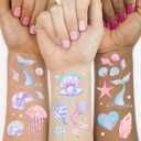xo, Fetti 88 Mermaid Temporary Tattoos - 2 Sheets | Under the Sea Party, Pastel Ocean, Iridescent, Pool Party, Kids Birthday, Mermaidcore