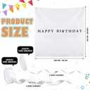 Oudain 59x59 Inch Happy Birthday Burlap Banner, Fabric Party Decorations Backdrop, Boho Rustic Photo Props Sign with Hanging String for Birthday Party Indoor Outdoor Yard Wall Decor