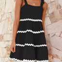 ZESICA Women's Summer Swing Mini Dress Casual Spaghetti Straps Sleeveless Smocked Backless Flowy A Line Sundress (Black, L)