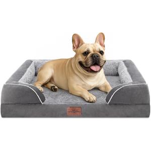 Comfort Expression Orthopedic Dog Bed for Medium Dogs 30x20 Inch, Waterproof Supportive Egg Crate Foam Medium Pet Bed with Removable Bolsters, Dog Couch with Washable Cover & Non-Slip Bottom, Grey