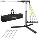 Baseball Swing Trainer with 4 Power Bands,Auto Reset Baseball Hitting Trainer,Softball Swing Trainer,Height Adjustable 31-47 inches Baseball Training Equipment Improve Power,Speed