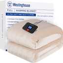 Westinghouse Electric Blanket Full Size, Super Cozy Soft Flannel 80"" x 84"" Heated Blanket with 10 Fast Heating Levels & 1-12 Auto-Off, Machine Washable, ETL&FCC Certification, Beige
