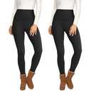 Opuntia 2 Pack Fleece Lined Leggings for Women - Thermal Winter Warm Tights Tummy Control High Waisted Workout Yoga Pants Black XL