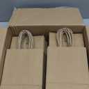 Oikss 100 Pack 5.25x3.25x8.25 Inch Small Plain Natural Kraft Paper Gift Bags with Handles Bulk for Birthday Party Favors Grocery Retail Shopping Business Goody Craft Bags Cub Sacks (Brown 100 Count)