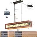 39.4" Wood Kitchen Island Light, Farmhouse Dining Room Light Fixture 34W, 39.4in