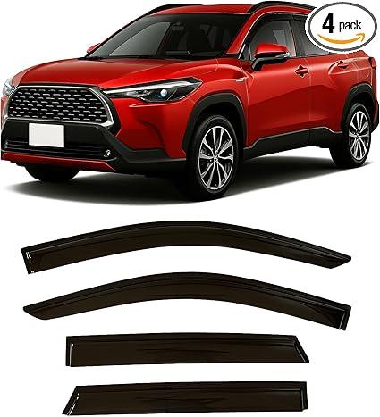 2022-2025 Tape-on Rain Guards for Toyota Corolla Cross Side Window Deflector Visors L LE XLE Hybrid S SE XSE Durable Tinted Vent Shade 2023 2024