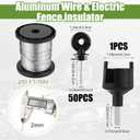 MorningRo Electric Fence for Preventing Animals Intruding 2 Mile 110VAC 0.15 Joule Electric Plug in Fence, 50 Black Insulator and 1 Socket Tool 250ft Aluminum Wire for Animals and Keep Out Predators