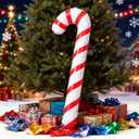 2 x 3 Pcs Christmas Candy Cane Balloons Large PVC Inflatable Candy Canes Balloons for Christmas Indoor Outdoor Party Decorations Supplies