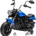 Kids Motorcycle, 12V Battery Powered Electric Motorcycle, 3-Wheel Ride On Motorcycle w/Training Wheels, Reverse, Headlight, Horn, Music, Ride On Toy for Kids Toddler Boys Girls Ages 3-5 Years (Blue)