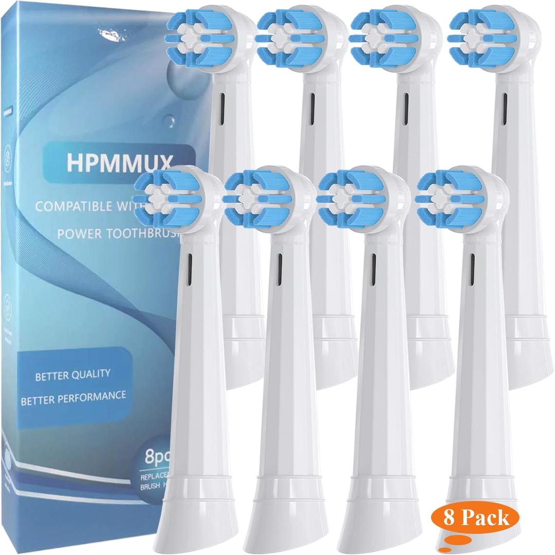Replacement Toothbrush Heads Compatible with Oral b iO 3/4/5/6/7/8/9/10 Series Electric Toothbrush, Premium Grade Bristles, White, 8 Pack