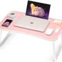 Ruxury Folding Lap Desk Bed Desk Laptop Table Tray, Breakfast Serving Tray, Portable & Lightweight Mini Table for Sofa Couch Floor - Pink