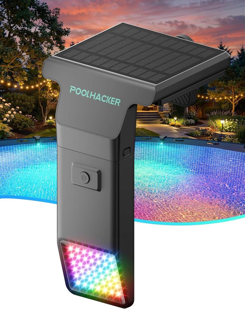 Solar Pool Lights for Inground & Above Ground Pool, 10-Color 4-Mode LED Pool Lights, Underwater Swimming Pool Lights with Timer, Submersible Pool Lights with Remote, Waterproof Design (Black, 1 Pack), 1.3” to 4.5”