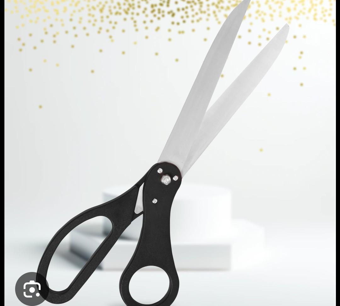 Grand Opening Ceremony Kit – 25 Inch Black Scissors for Ribbon Cutting with Satin Ribbon Orange Gold Heavy Duty 25'' Giant Scissors Black with Ribbon for Ceremonies & Special Events Inauguration