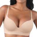 FeelinGirl Wireless Bras Comfortable Push Up Bra Full Support Lift Bralette Seamless Tshirt Bras (36B, Skin)