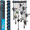 PLUSINNO Vertical Fishing Rod Holder, Wall Mounted Fishing Rod Rack, Fishing Pole Holder Holds Up to 9 Rods or Combos, Fishing Rod Holders for Garage, Fishing Gear and Gifts for Men