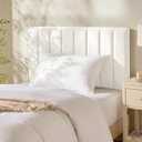 Hearth & Harbor Upholstered Twin Headboard - Easy Assemble Channel Stitched Headboard Twin Size - Wall Mounted Headboards with 3D Soundproof Wall Panels Peel & Stick Floating Headboards, Off White
