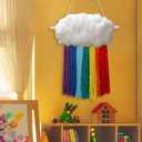 Geelin Rainbow Wall Decor Handmade Wall Hanging Cloud Tapestry Colorful Rainbow Tissue Tapestry Garland Boho Room Decor for Nursery School Birthday Bathroom Decoration