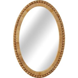 Rattan Wall Mirror - Boho Handmade Wicker Mirror Rustic Farmhouse Mirrors for Bathroom Entryway Wall Decor, 20" x 30", Oval