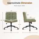 Furnimart Heavy-Duty Curved FSC Wood Desk Chair 360 Swivel,Premium Chenille Criss Cross Chair with Wheels Wide Seat, Comfy Armless Cross Legged Sitting for Bedroom, Office, Vanity(Green)
