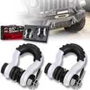 Shackles 3/4 Inch D Ring Shackle (2 Pack) 45,000lb Break Strength with 7/8 Inch Pin, Isolator and Washer Kits for Use with Tow Strap, Winch, Off-Road Jeep Truck Vehicle Recovery, White