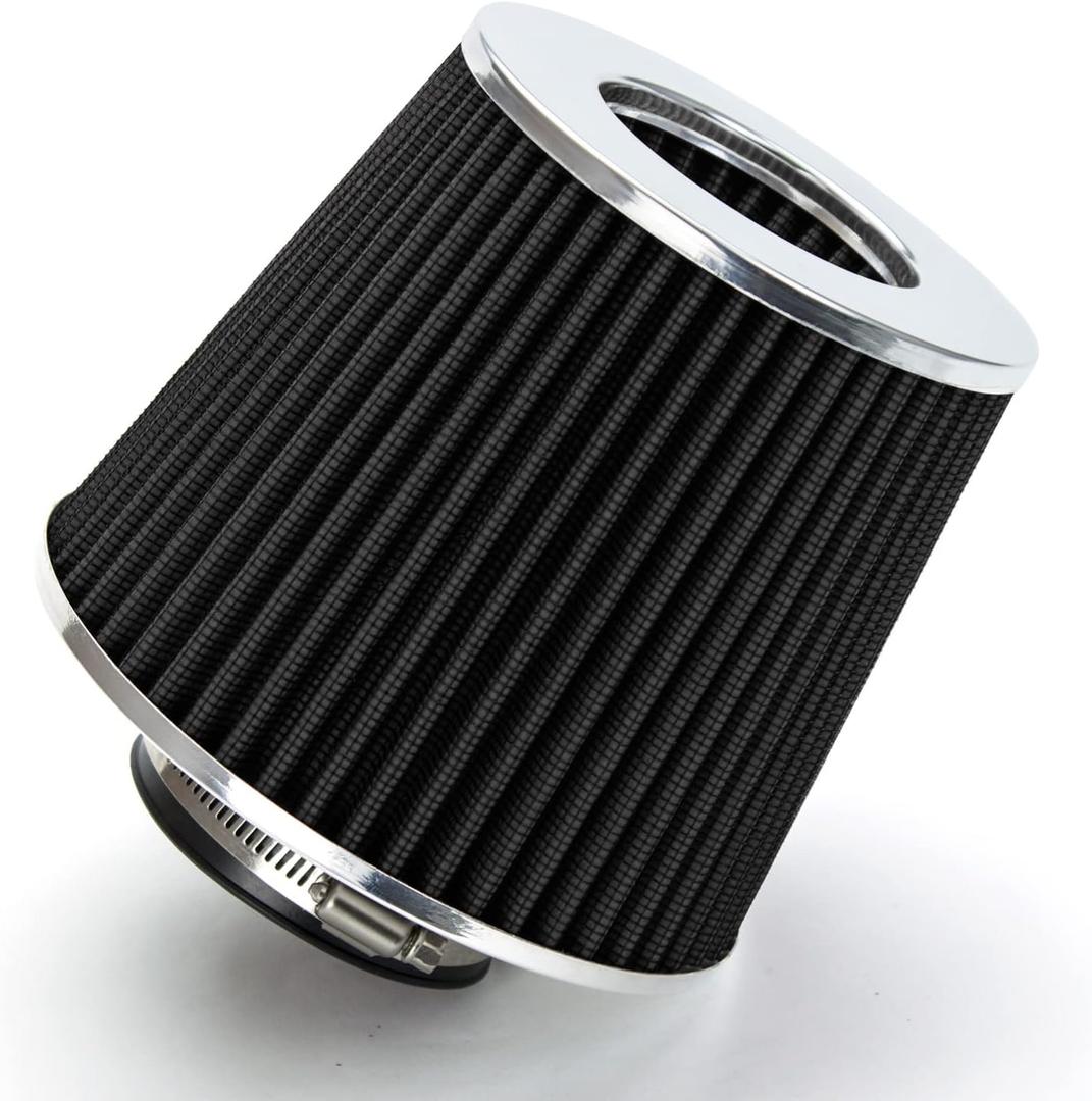 Rtunes Racing Universal Clamp-On Air Intake Filter Dry Washable Cone Air Filter Replacement for Car Truck SUV Engine Air Cleaner (3")