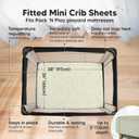 Pack and Play Sheets Fitted - 2-Pack Mini Crib Sheets for Pack N Play Mattress 38x26, Soft & Cozy, Neutral Toddler Playard Bedding, Snug Fitted Mini Baby Crib Mattress Cover Boy, Girl (Foxtrot)