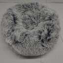 28in Large Dog Bed, Medium Size Dog and Cats, Calming Donut Bed for Puppy and Kitten, Washable Round Fluffy Pet Bed (Light Grey)