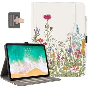 Case for iPad Air 11-Inch (M3/M2) 2025/2024, iPad Air 5th Generation/iPad air 4th Gen 10.9 Inch, iPad Pro 11 Inch Case 4th/3rd/2nd/1st Gen with Pencil Holder/Pocket/Hand Strap/Auto Wake Sleep,Flowers