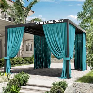 Gazebo Universal Replacement Privacy Curtain,10'12' Gazebo Outdoor Waterproof Curtains, 4-Panels Sidewall Curtains with Double Zipper for Patio Canopy, Garden and Backyard (Curtain Only)