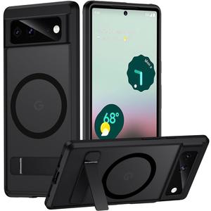 TIANNIUKE Magnetic Case for Google Pixel 6, Compatible with MagSafe,Adjustable Kickstand,Translucent Matte Anti-Fingerprint,Shockproof Protective Phone Case for Pixel 6 Case (Black)