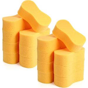Tioncy 16 Pcs Giant Car Wash Sponges 9 x 4.7 x 3 Inch Extra Large Car Cleaning Bone Sponges Bulk All Purpose Easy Grip Thick Foam Scrubber for Boat Garage Kitchen Bathroom Household Cleaning (Yellow)