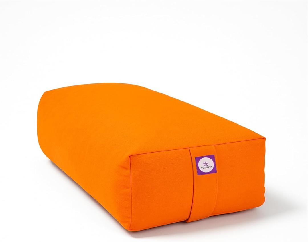 Rectangular Cotton Yoga Bolster, Yoga Pillow, Yoga Cushion, Yin yoga Bolster, Iyengar yoga bolster (Orange)
