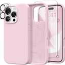 GONEZ Magnetic for iPhone 16 Pro Case, Compatible with MagSafe, [Screen Protector + Camera Lens Protector], Silicone Shockproof Anti-Scratch Protective Phone Case 6.3 inch, Pastel Pink