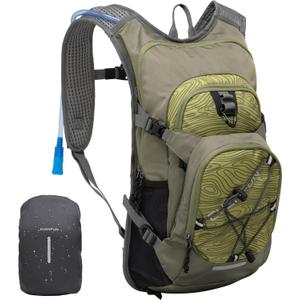 Everfun Hydration Backpack 18L with Water Bladder 2L/3L Hiking Water Backpack Women Men Hydration Pack Insulated Lightweight Day Hydropack with Storage for Hiking, Biking, Running, Festival (Olive Green)