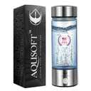 AQUSOFT 14.2 oz/420ml Portable Hydrogen Water Bottle with SPE-PEM Technology Type-C USB Rechargeable Hydrogen Water in 3 Minutes | Borosilicate Glass Hydrogen Water Ionizer Cup | 2-in-1 Usage Modes