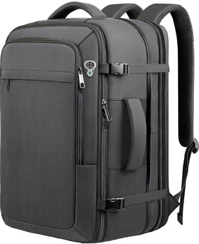 Sirmaeed Carry on Backpack, 50L Expanable Travel backpack, TSA Airplane Approved, Daypack Weekender Bag Fits 17 Inch Laptop, Travel Gifts for Men, Black