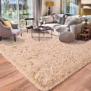 Camel Rugs for Bedroom, Soft Shaggy Modern Shag 4x6 Area Rug for Living Room, Upgrade Non-Slip Plush Fluffy Carpet for Kids Boys Girls Room Home Decor Aesthetic